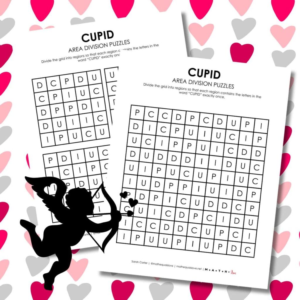 cupid valentine's day logic puzzle free printable pdf.
