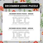 December Hidoku Logic Puzzle Printable.