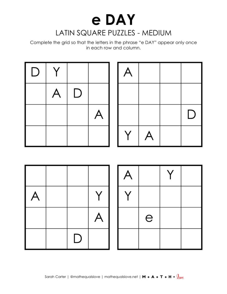 e day latin squares - medium.