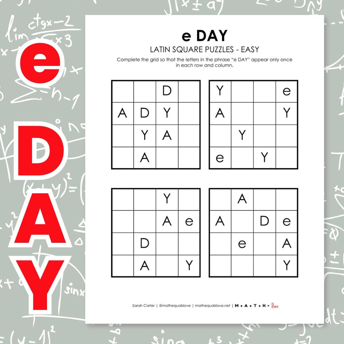 e day latin square puzzles.
