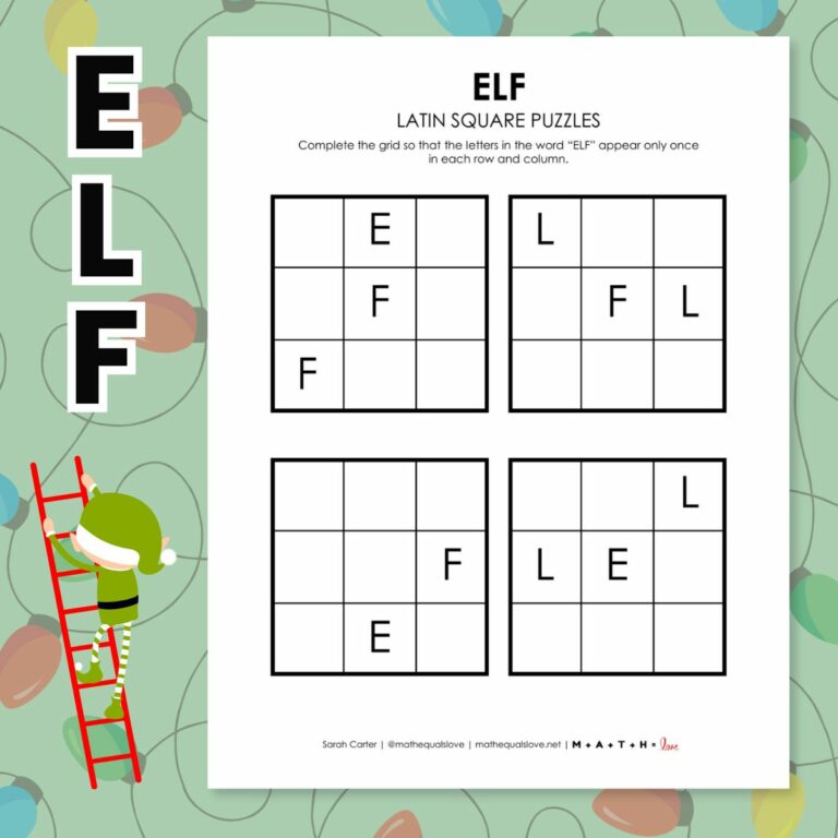 elf latin square logic puzzle for christmas.