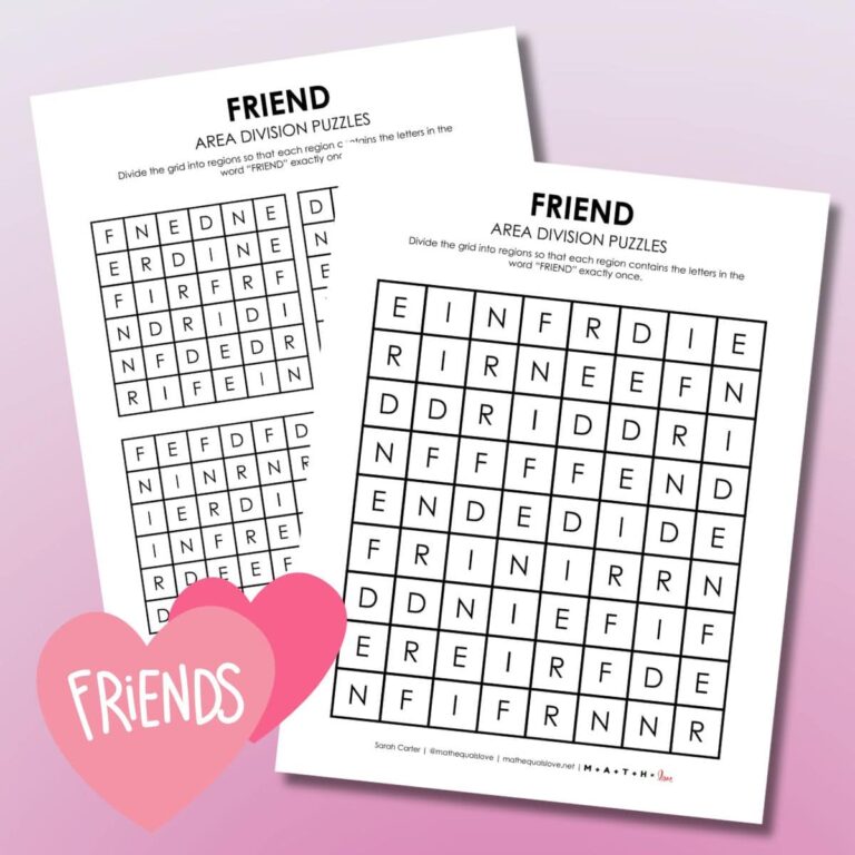 Friend Area Division Logic Puzzles | Math = Love