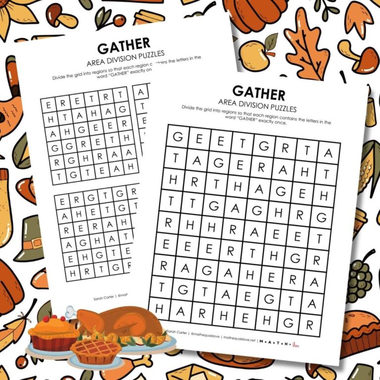 gather thanksgiving logic puzzle free printable pdf.