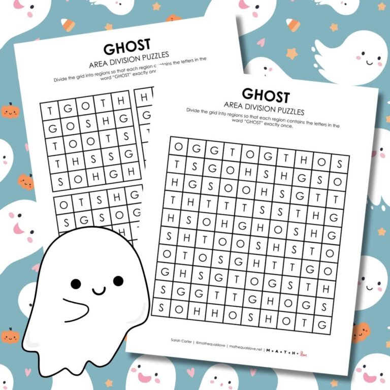 ghost halloween logic puzzle free printable pdf.