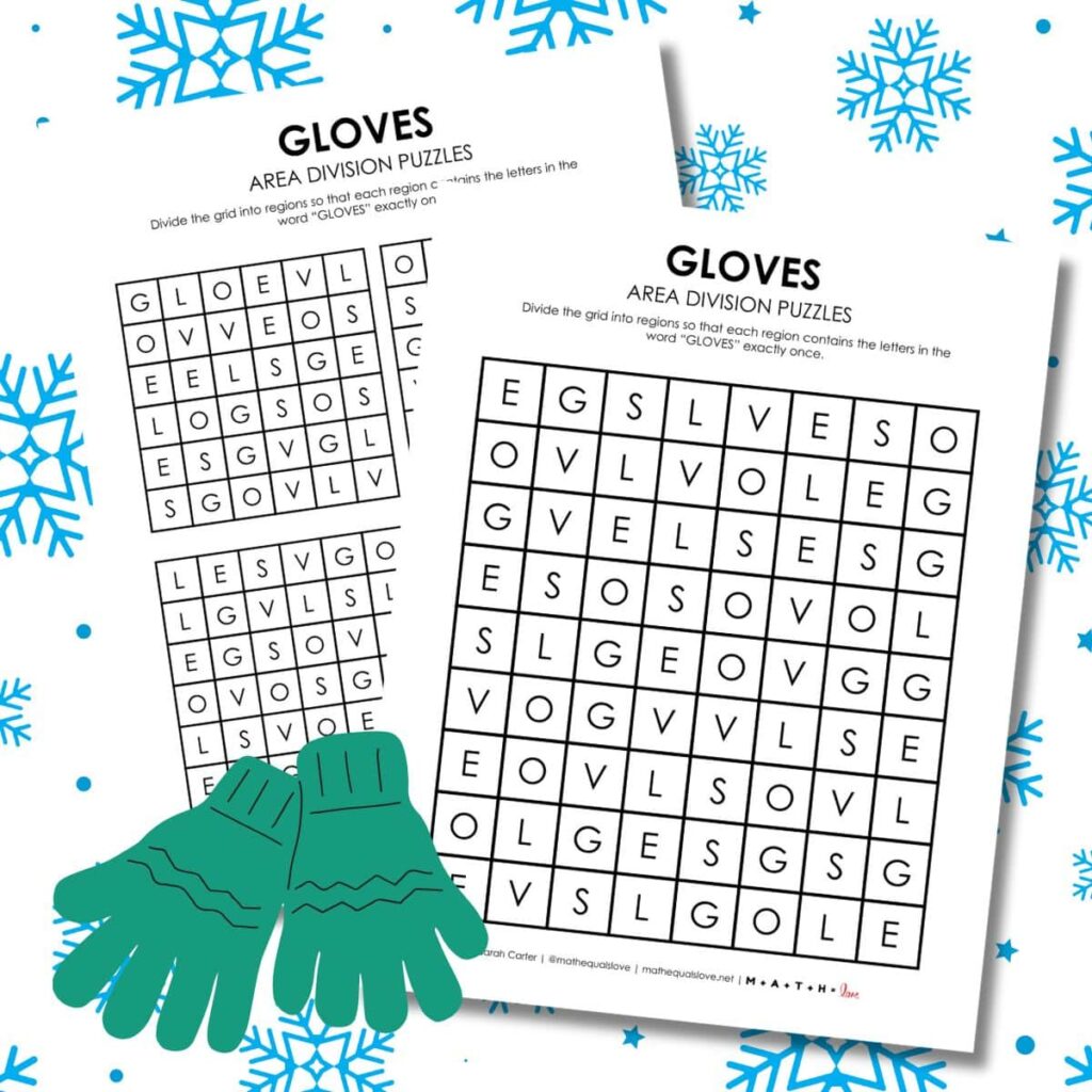 gloves winter logic puzzle printable. 