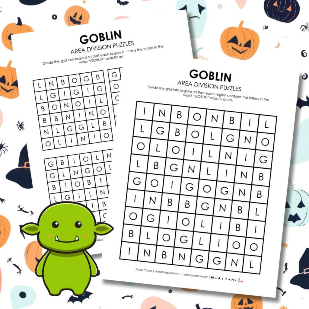 goblin halloween logic puzzles printable. 