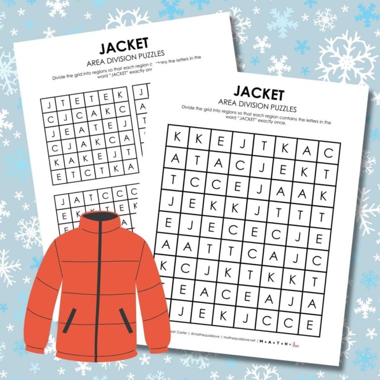 jacket area division logic puzzles for winter or fall.