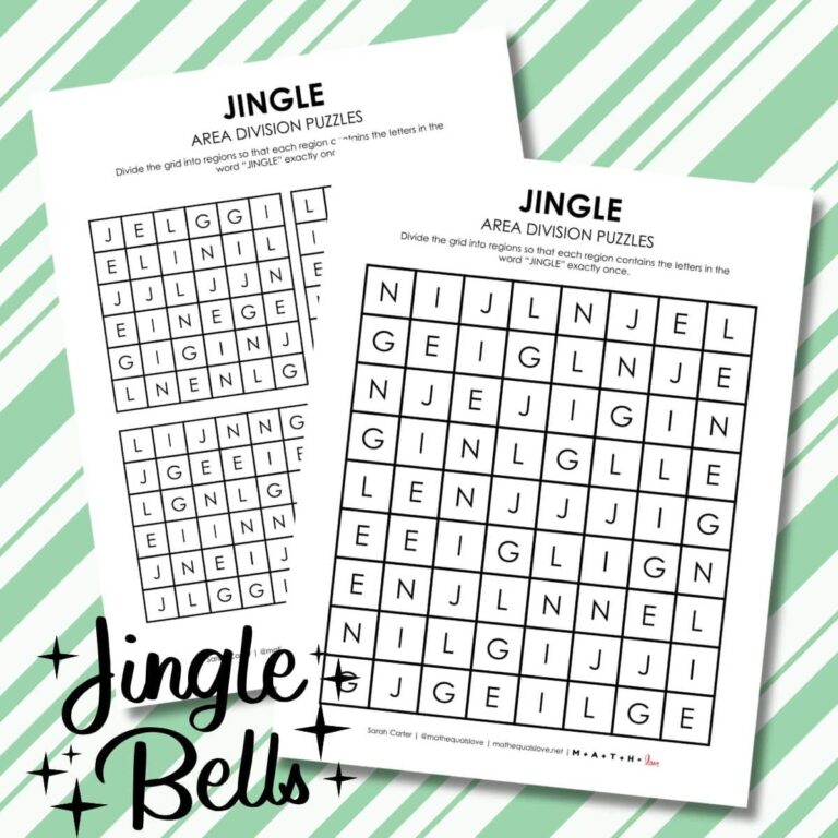 Jingle Area Division Logic Puzzles