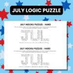 july hidoku logic puzzles printable free.