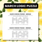 march hidoku logic puzzles printable free.