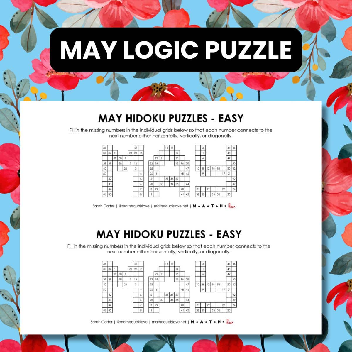 may hidoku logic puzzle printable free.