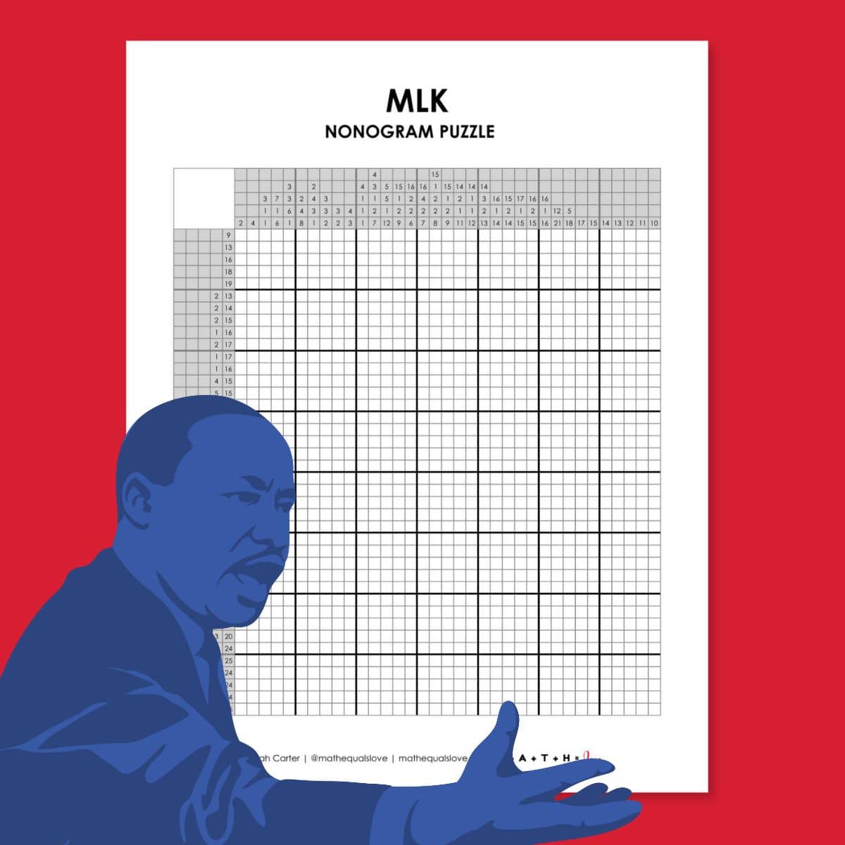 mlk nonogram puzzle printable for martin luther king day.