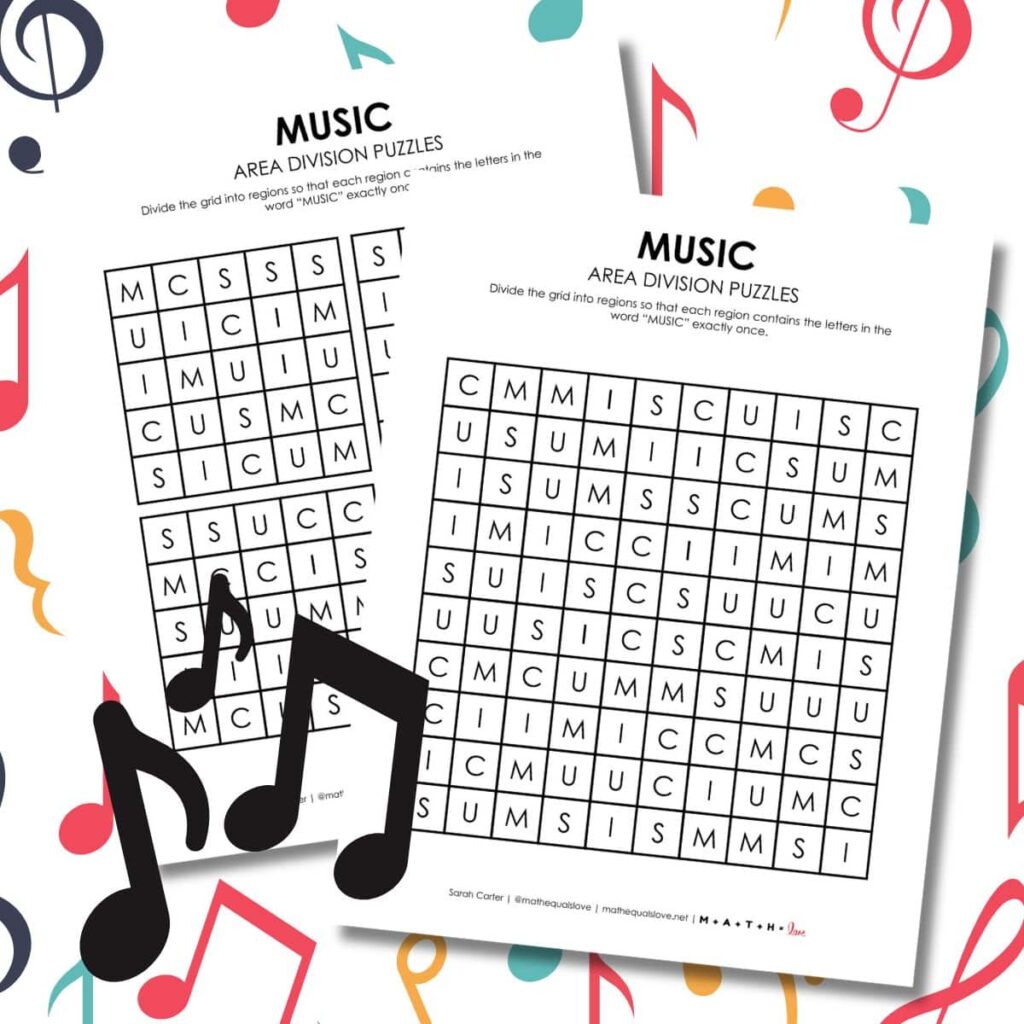 music area division logic puzzle printable.