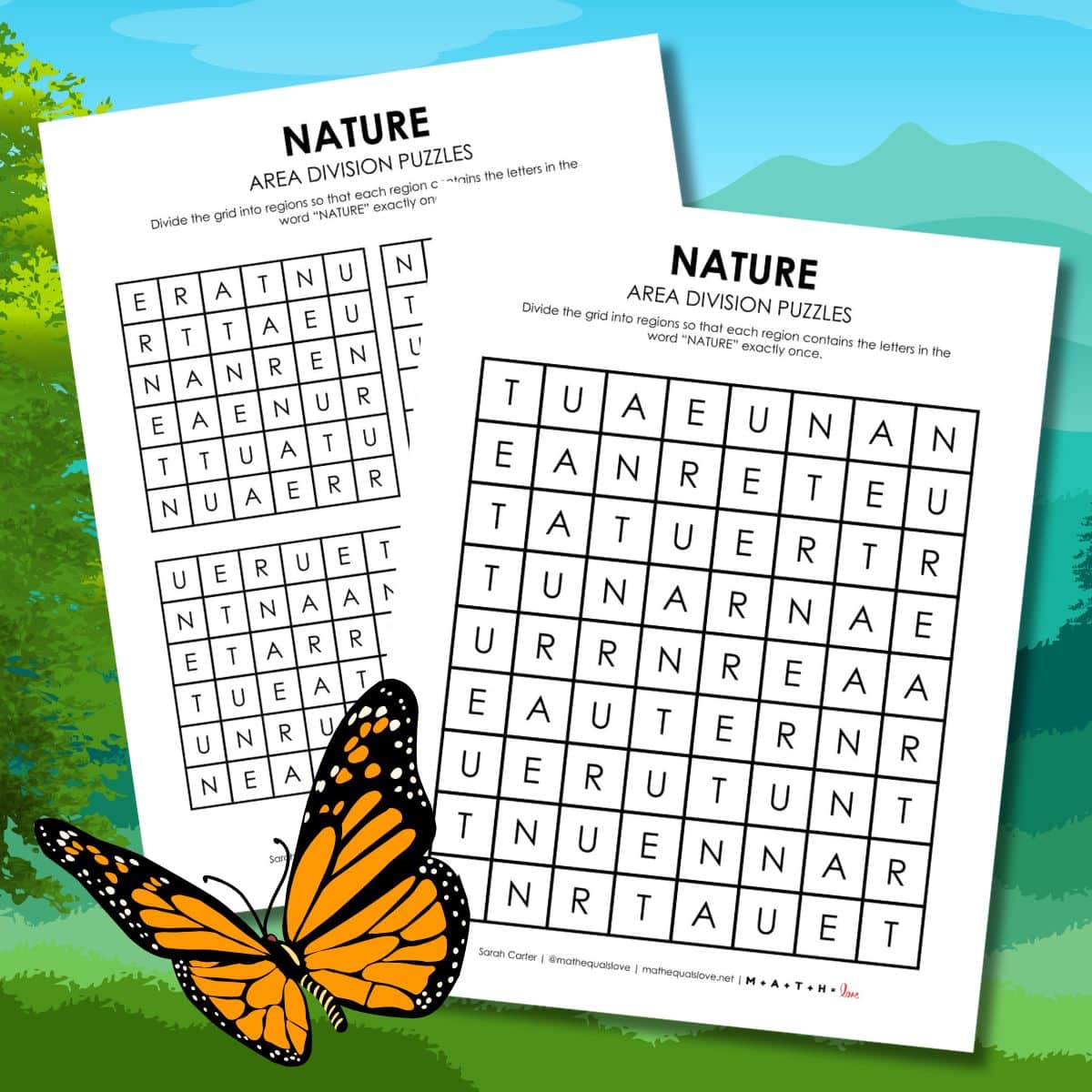 nature area division logic puzzle printable earth day.