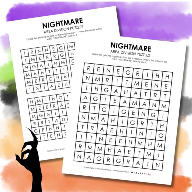 nightmare halloween logic puzzle printable pdf.