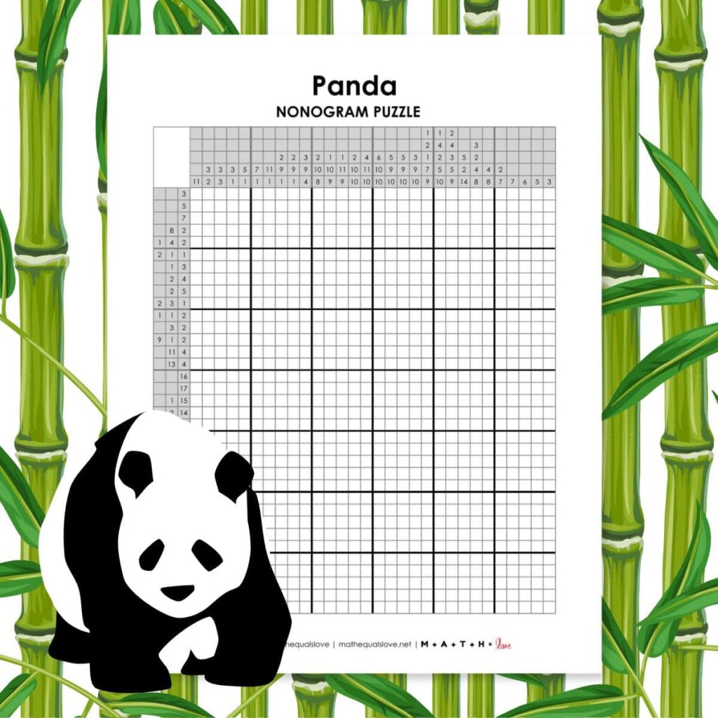 panda nonogram puzzle printable pdf.