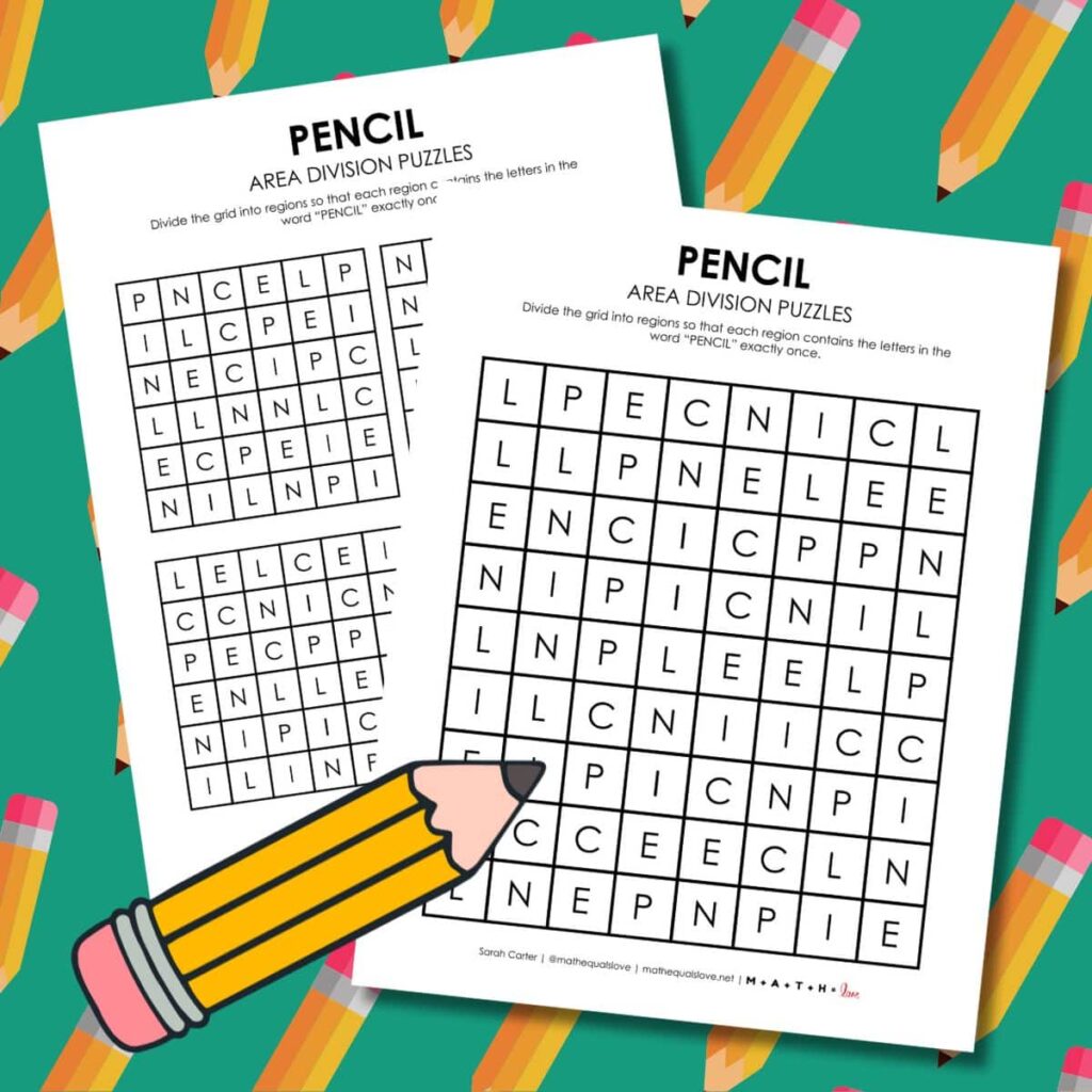 pencil first day of school logic puzzle printable.