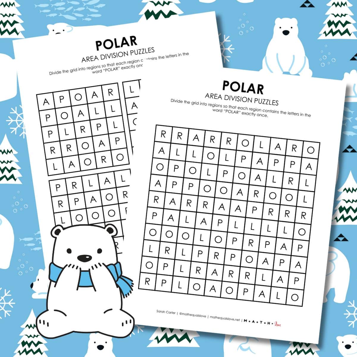 polar area division logic puzzles winter.