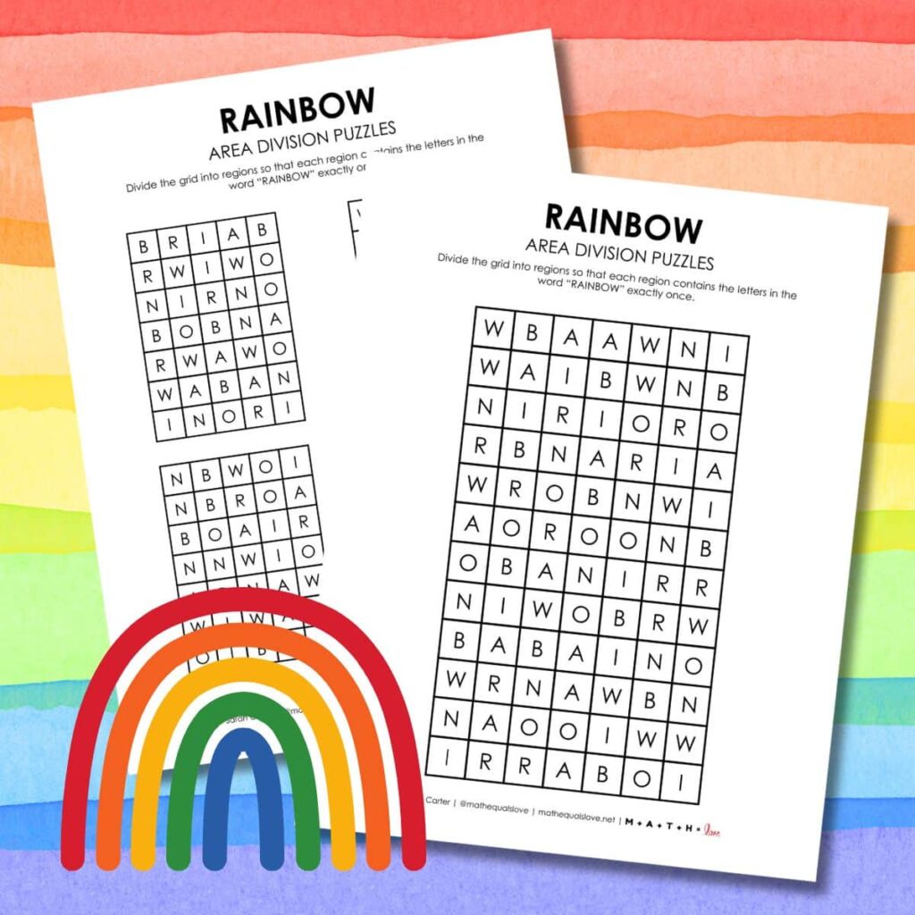 rainbow logic puzzles for spring or st. patrick's day.