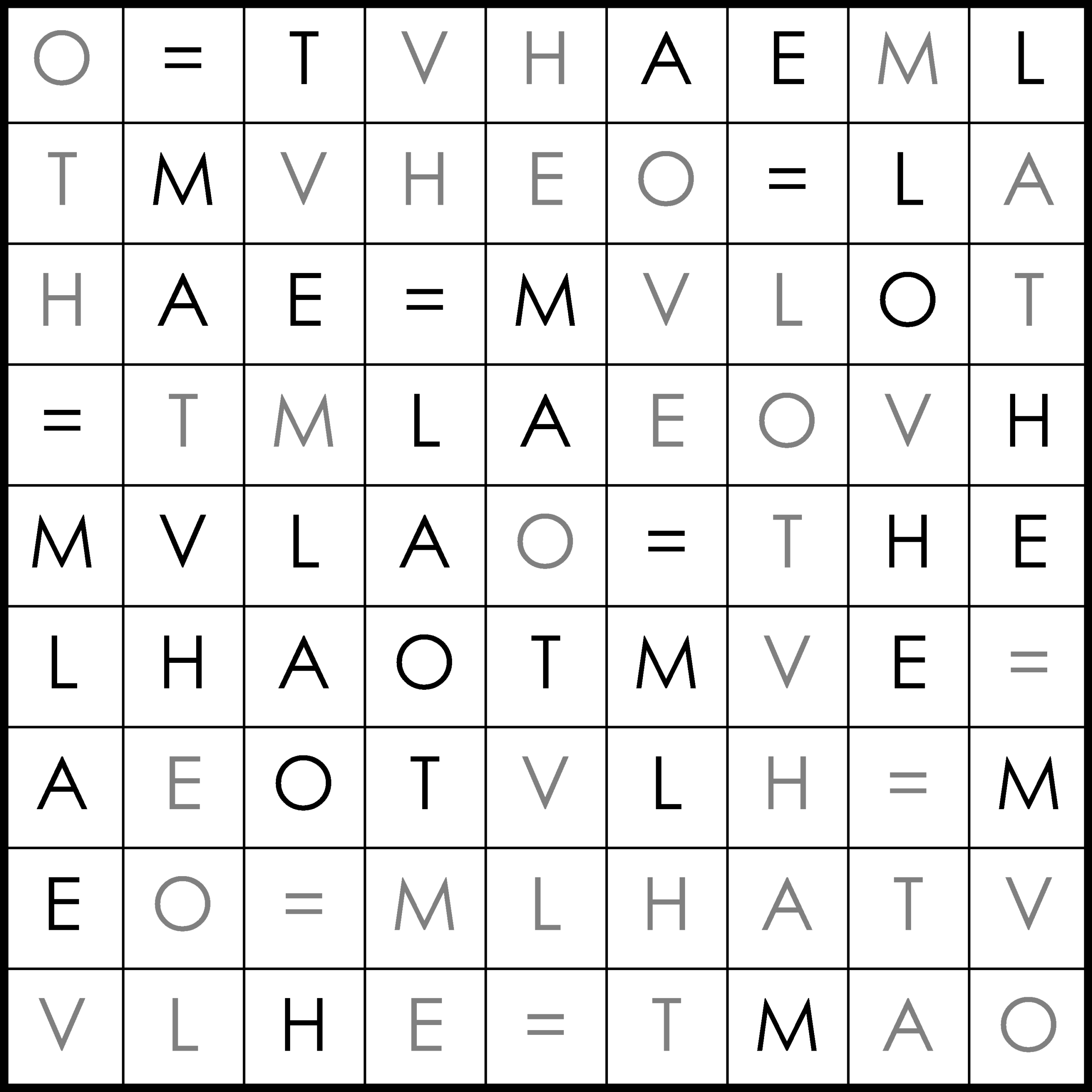 sample latin square puzzle solution. 
