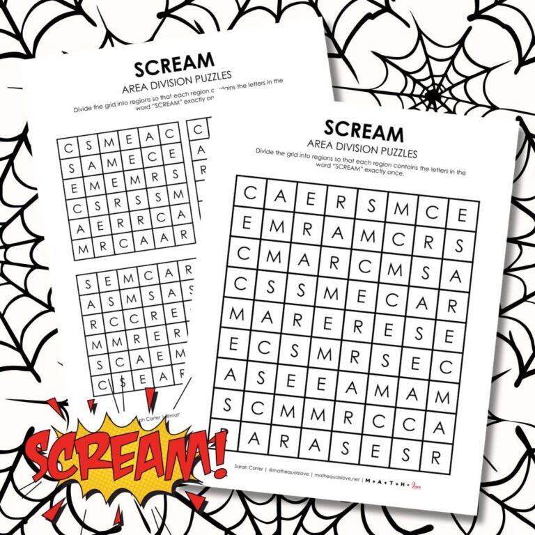 scream halloween logic puzzle printable.