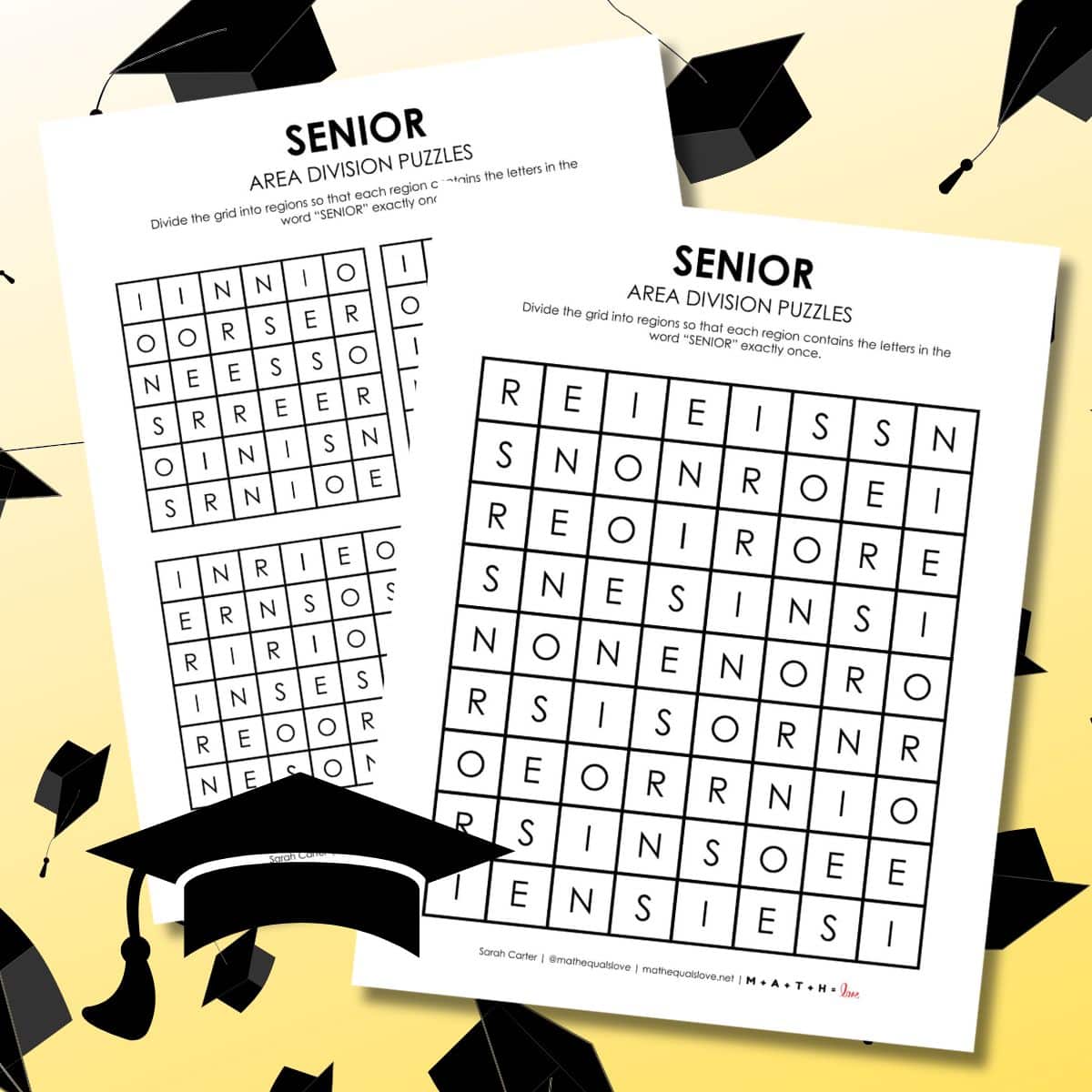 senior area division logic puzzle printable graduation.