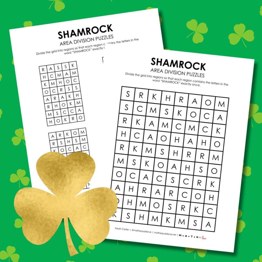 shamrock logic puzzle for st patrick's day free printable pdf.