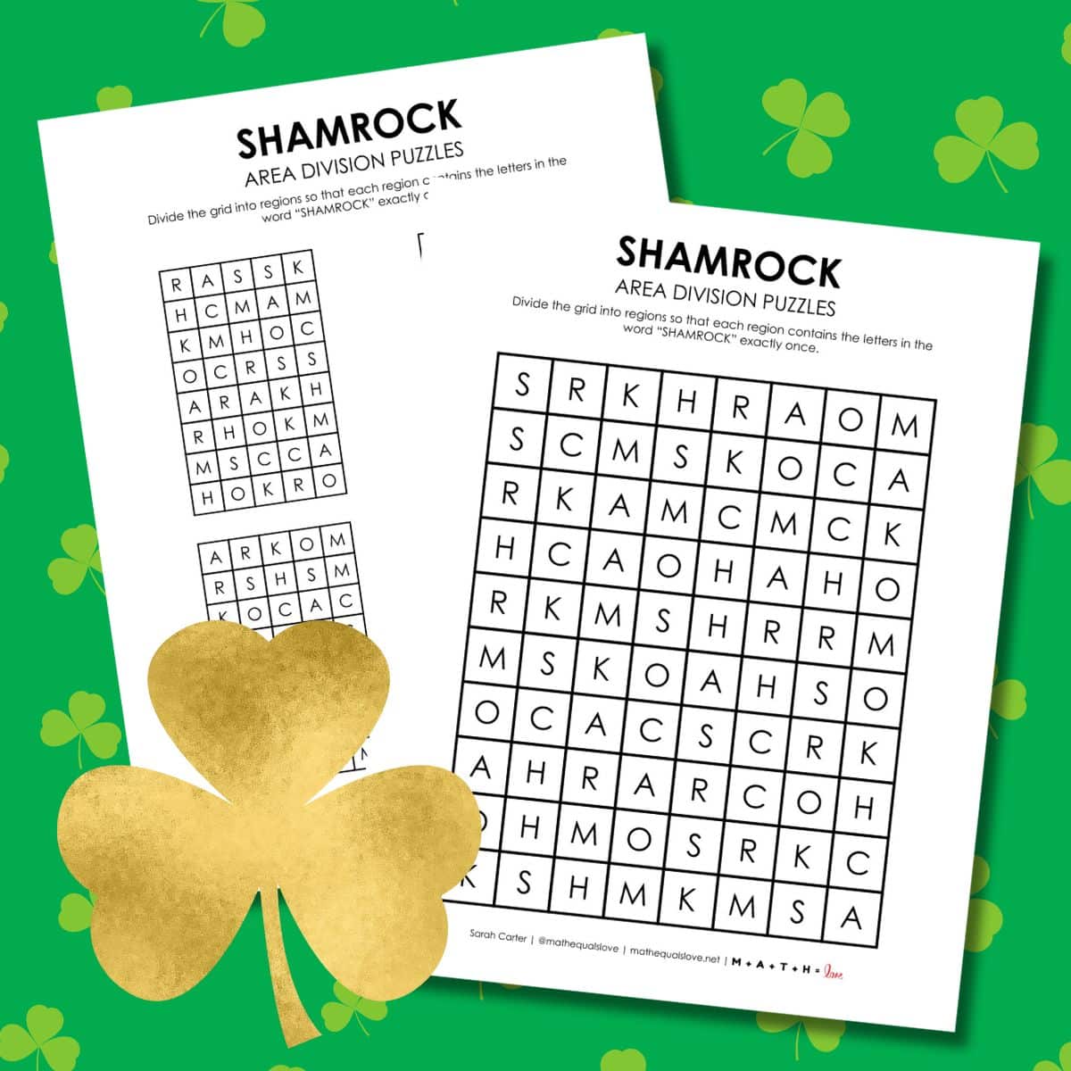 shamrock logic puzzle for st patrick's day free printable pdf.