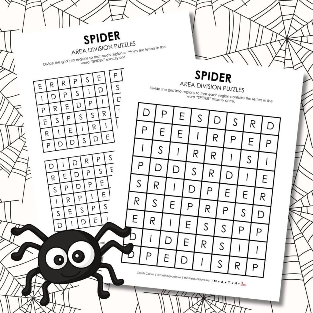spider logic puzzle for halloween. 