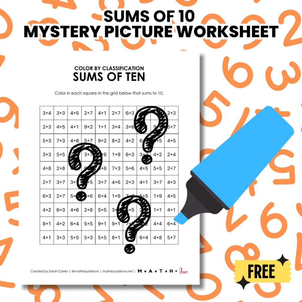 sums of 10 worksheet free printable pdf.