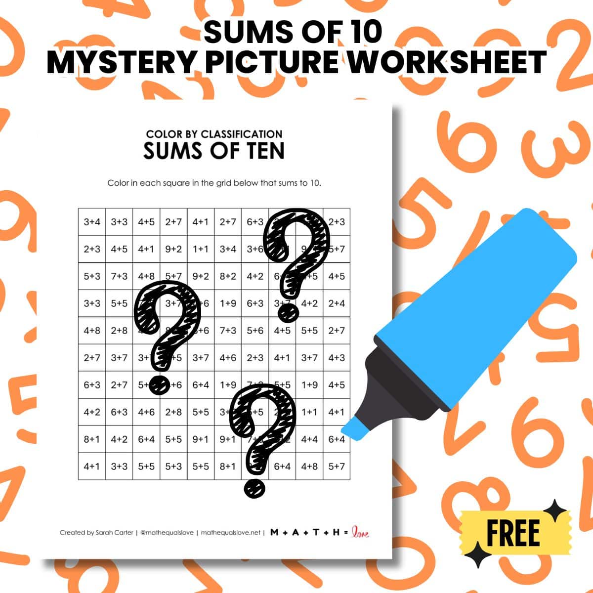 sums of 10 worksheet free printable pdf.