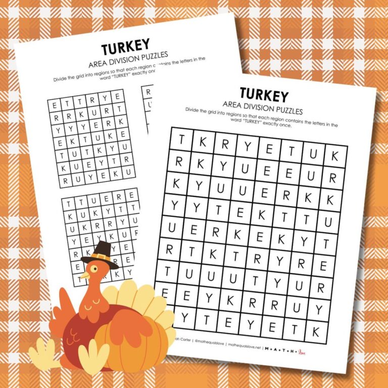 turkey thanksgiving logic puzzle printable.
