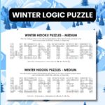 winter hidoku logic puzzles printable pdf free.