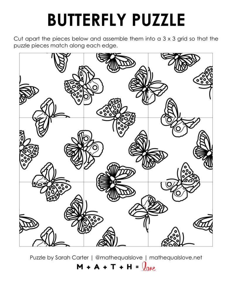 butterfly square edge matching logic puzzle.