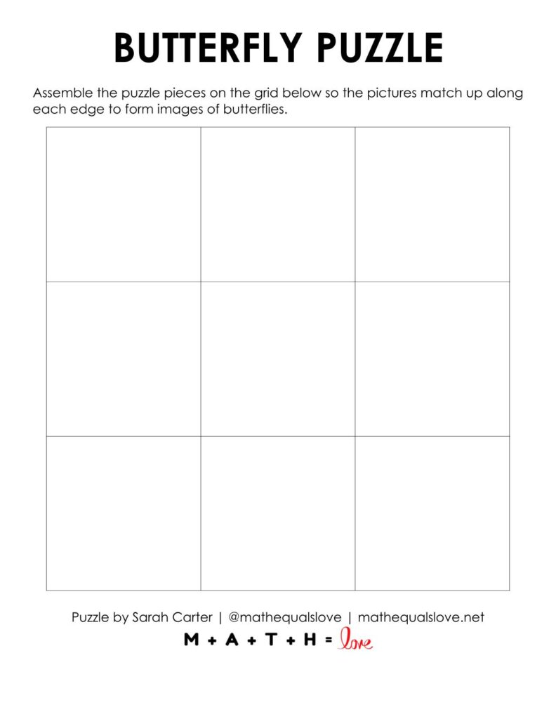 blank grid for butterfly square edge matching puzzle.