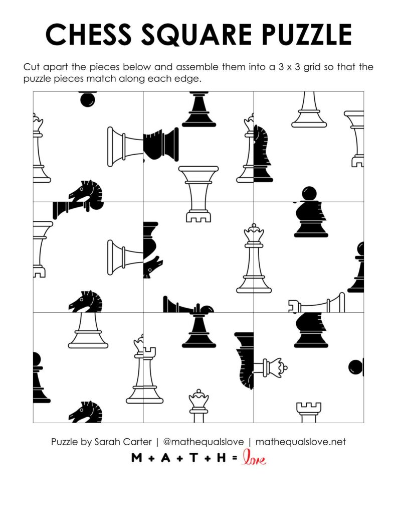 chess square edge matching puzzle. 