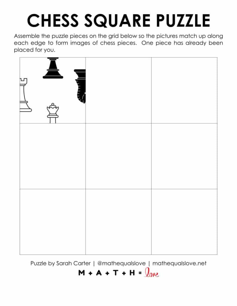 starting hint for chess square edge matching puzzle. 