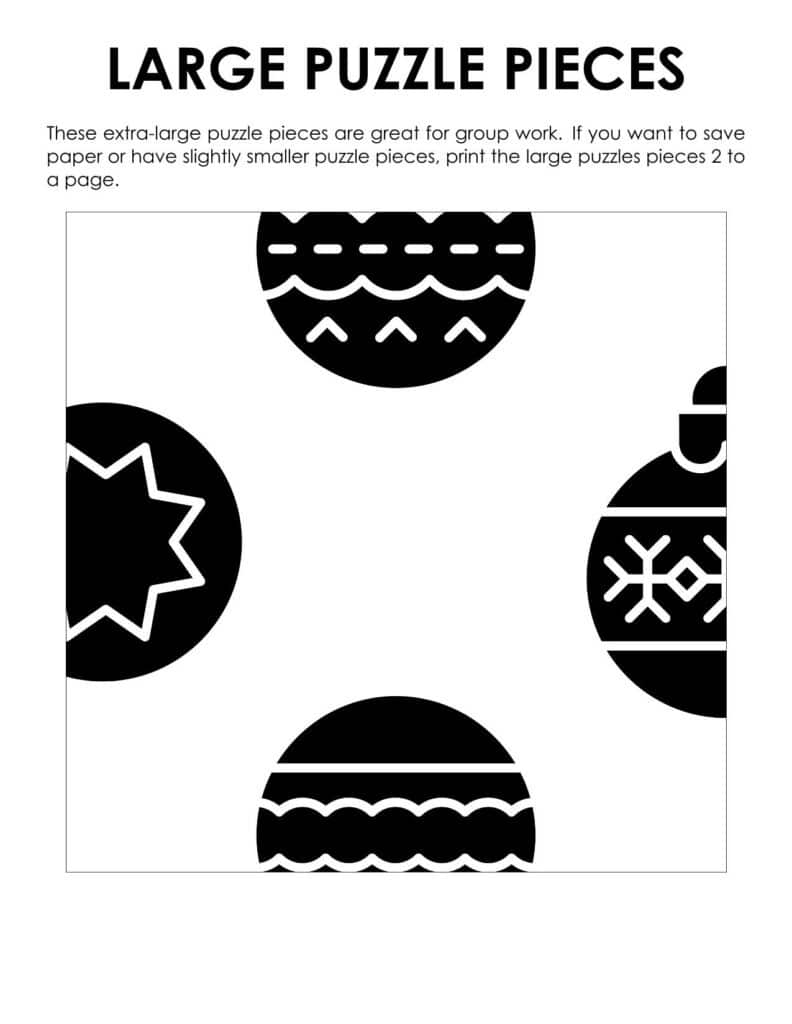 large puzzle piece version of christmas ornament edge matching puzzle. 