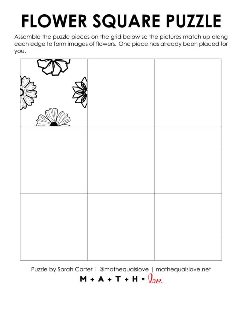 starting hint for flower square edge matching puzzle.