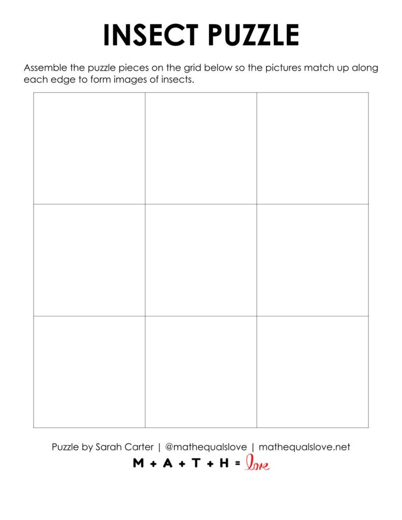blank grid for insect puzzle. 