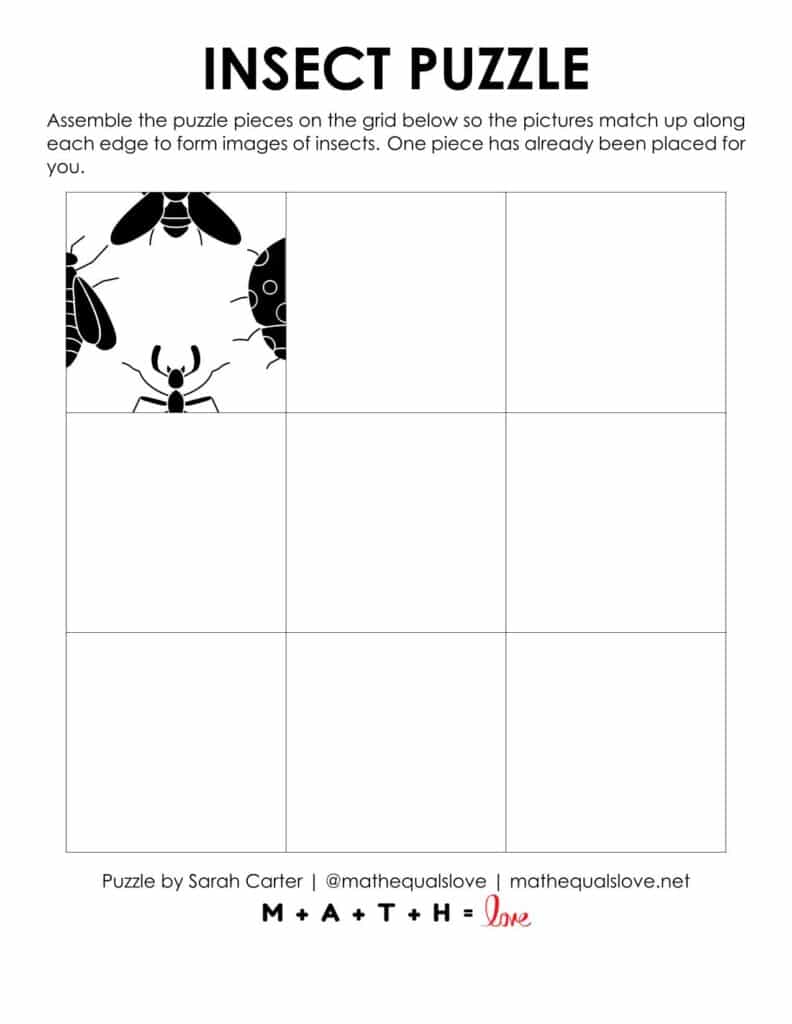 starting hint for insect square puzzle
