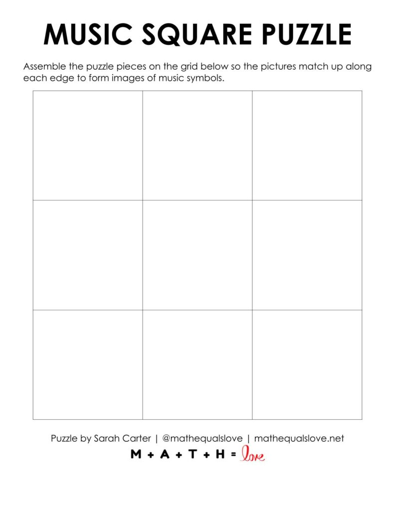 blank grid for music square edge matching puzzle. 