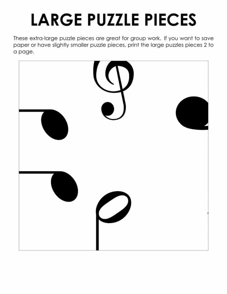jumbo piece version of musical note square edge matching puzzle. 
