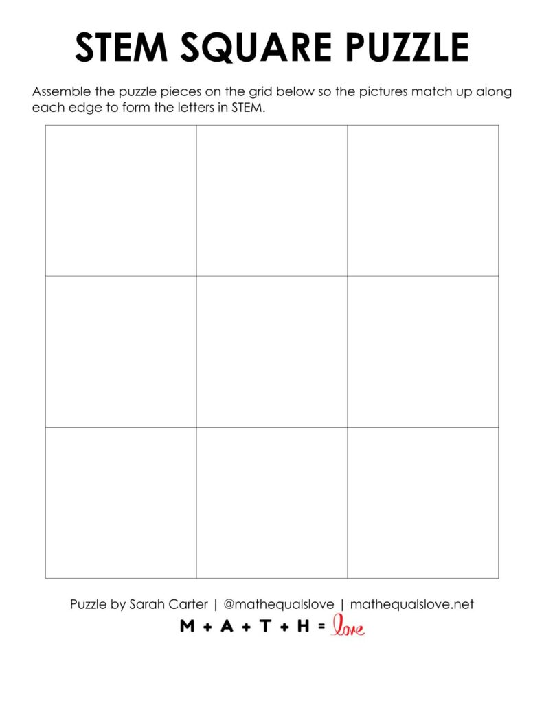 blank grid for stem square edge matching puzzle. 