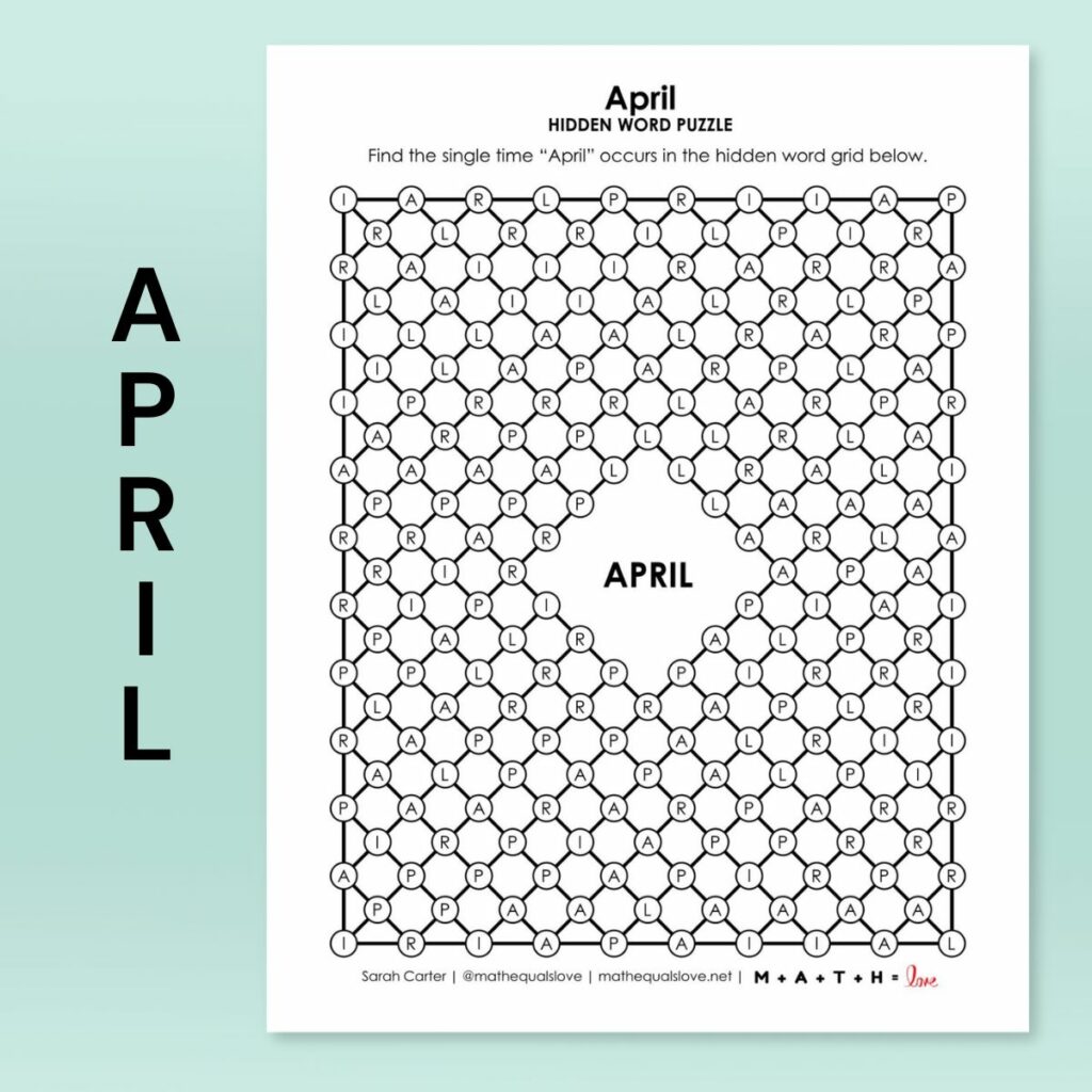 april hidden word puzzle.