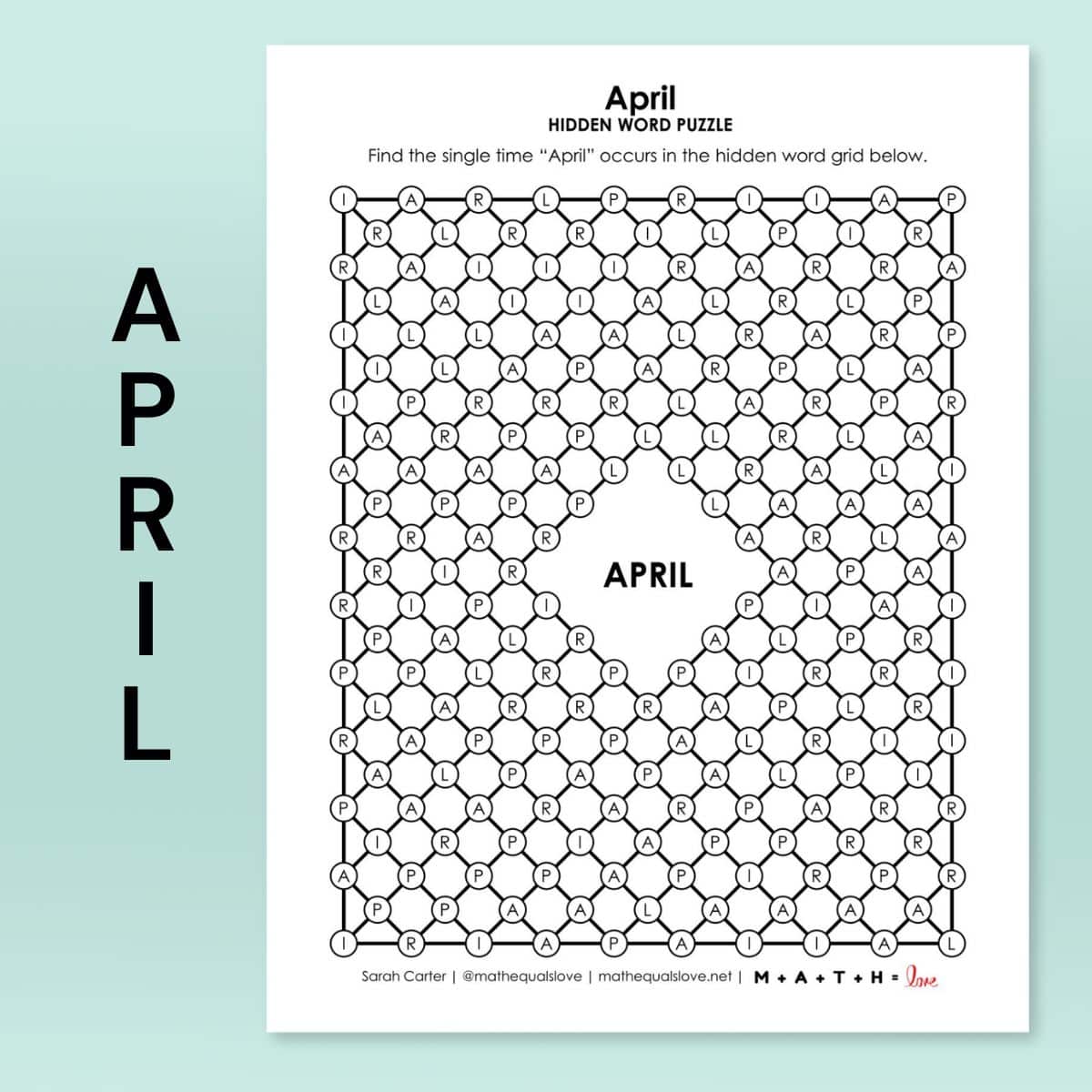 april hidden word puzzle.