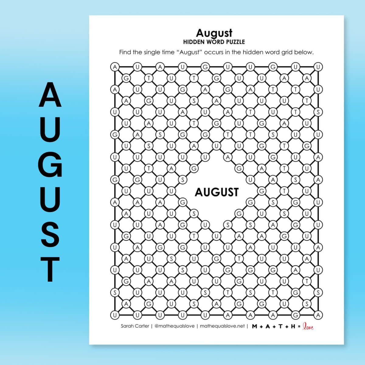 august hidden word puzzle.