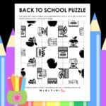 back to school square edge matching puzzle for first week of school.