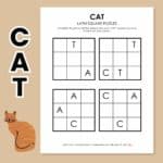 cat latin square logic puzzle printable.