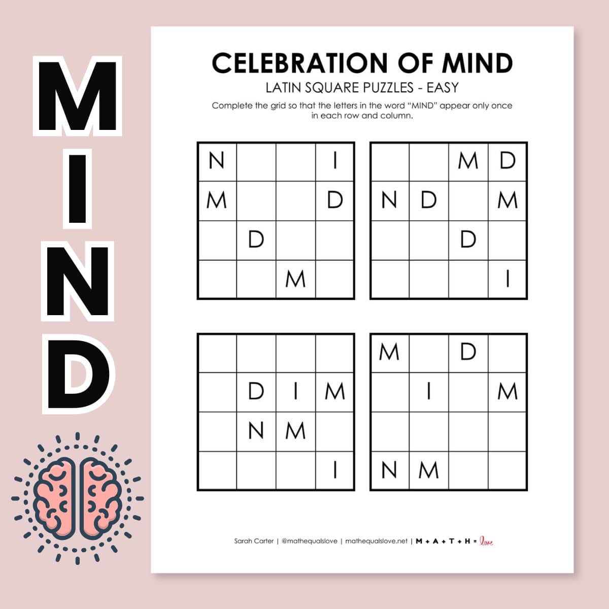 celebration of mind latin square logic puzzle.
